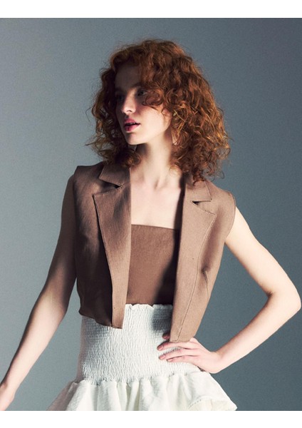Teah Keten Kahverengi Kadın Büstiyer
