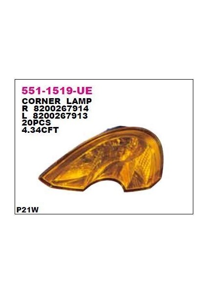 DEPO-551-1519L-UE - Sınyal Lambası On Sol Renault Modus 04- Sarı