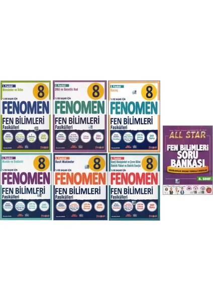 Fenomen 8. Sınıf Fen Fasikülleri+Newton All Star Fen Bilimler (7 Kitap)