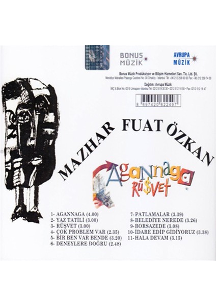 Mfö (Mazhar Fuat Özkan) Agannaga / Rüşvet - CD fiyatları