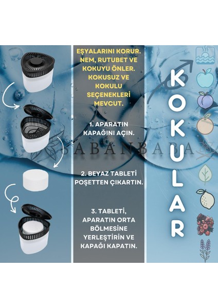 Beyaz, Naturel Üçgen - Nem Alıcı Aparat + Rutubet Giderici Tablet (500 Gram) modelleri