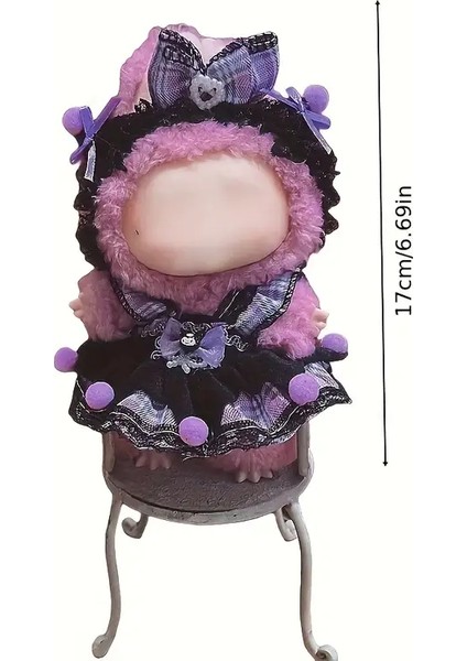 Labubu Bebek Kıyafetleri (Kuromi Ponponlu Desenli) 15-17 cm Bebekler Için Sadece Kıyafet fırsatları