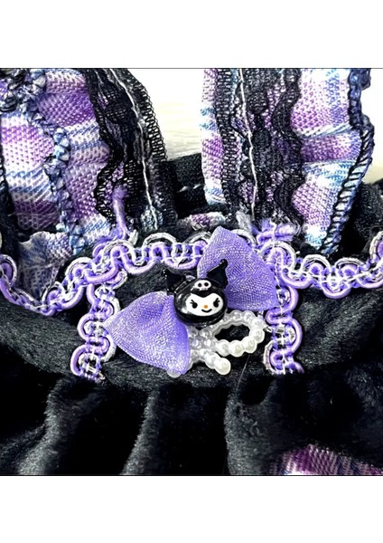 Labubu Bebek Kıyafetleri (Kuromi Ponponlu Desenli) 15-17 cm Bebekler Için Sadece Kıyafet