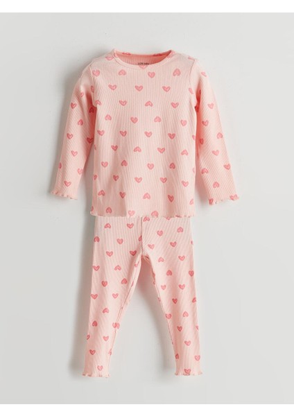 Kalp Baskılı Kız Bebek Pijama Takımı (S5)