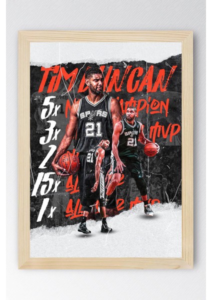 Tim Duncan Çerçeveli Tablo - Basketbol Nba Posteri Tablo