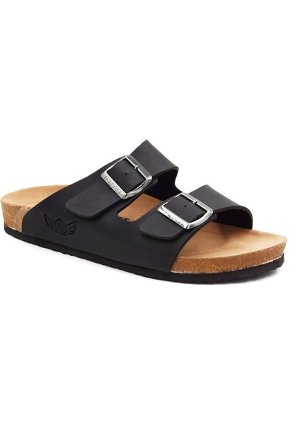 S903 Poli Hafif Taban Çift Toka Erkek Terlik Siyah