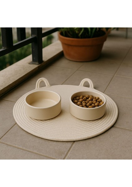 Ekru Kedi Servis Altlığı 40X40 Cm, Şık ve Kullanışlı Tasarım