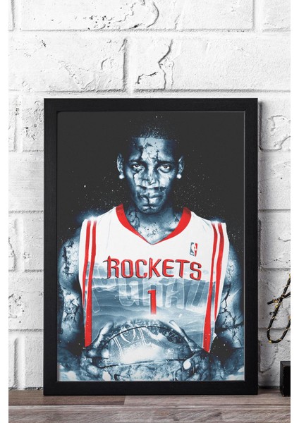 Tracy Mcgrady Çerçeveli Tablo - Houston Rockets Nba Posteri Tablo
