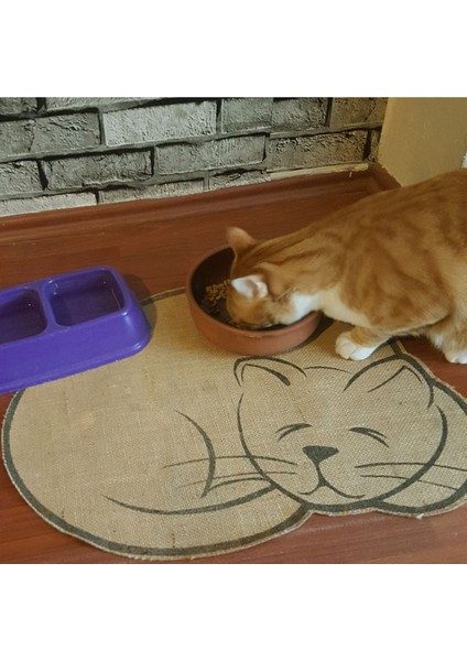 Kaydırmaz Jüt Paspası 45X60 Cm, Tuvalet ve Mama Alanı, Yapışkanlı, Bej Renk