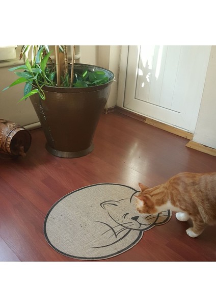 Kaydırmaz Jüt Paspası 45X60 Cm, Tuvalet ve Mama Alanı, Yapışkanlı, Bej Renk