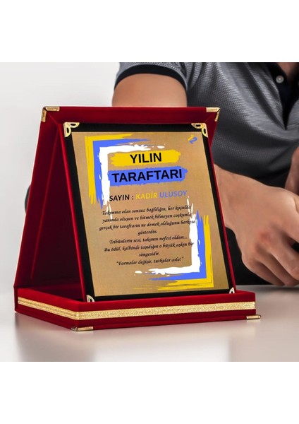 Sarı Lacivert Taraftara Özel Tasarımlı Hediyelik Teşekkür Plaketi