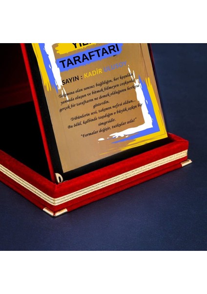 Sarı Lacivert Taraftara Özel Tasarımlı Hediyelik Teşekkür Plaketi