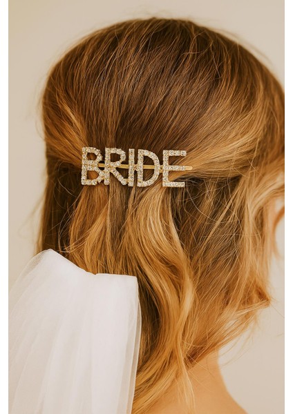 Taşlı Bride Toka Gold Gelin Aksesuarları