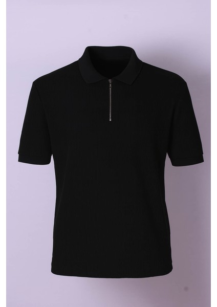 Çelik Raporlu Ribana Siyah Erkek T-Shirt 2978