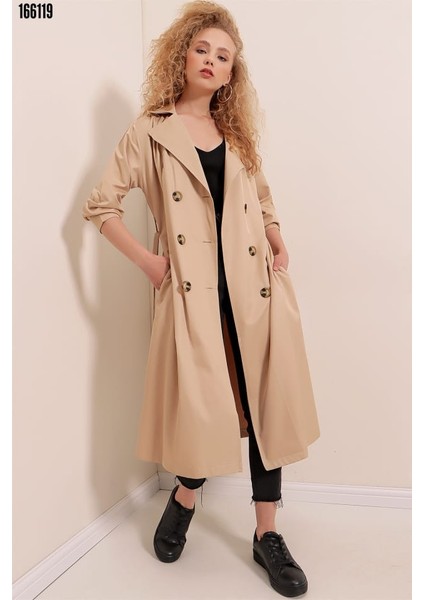 5853 Kruvaze Yaka Trençkot - Vizon modelleri