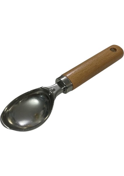 Bambu Ahşap Saplı Çelik Paslanmaz 18 cm Dondurma Kaşığı EA004