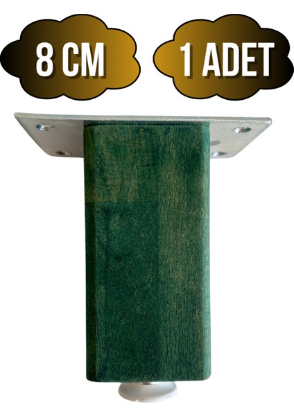 Kale Ayarlı Ahşap Ayak Mobilya Masa ve Dolap Ayağı(Yeşil)(Kayın/gürgen Ağacı)