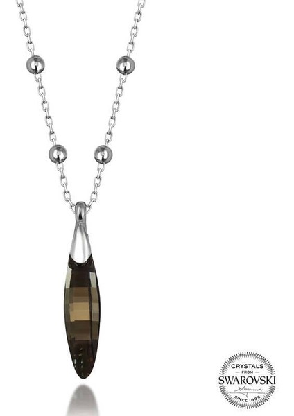 Swarovski Crystal Taşlı Top Zincir Çubuk Gümüş Kadın Kolye