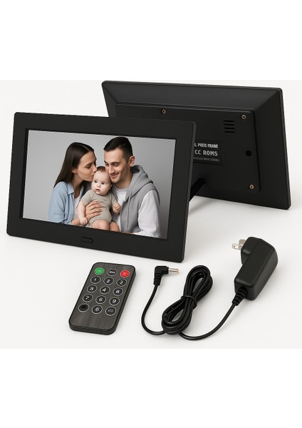 7″ Dijital Fotoğraf Çerçevesi | Hd IPS Ekran | Slayt Gösterisi | Arka Plan Müzik | Saat & Takvim Fonksiyonlu | Uzaktan Kumandalı