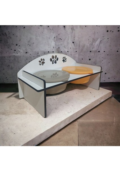 Beyaz Ahşap Kapaklı Kedi Köpek Su ve Mama Kabı Standı modelleri