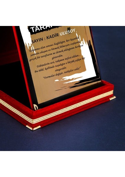 Siyah Beyaz Taraftara Özel Tasarımlı Hediyelik Teşekkür Plaketi