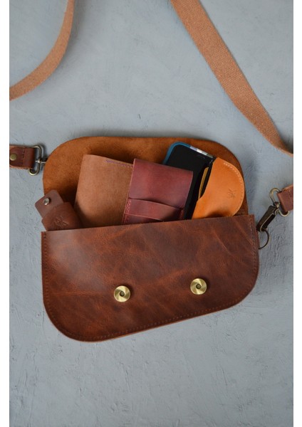 Hakiki Deri Askılı Çanta - Saddle Bag - Frisco Deri - Kahverengi indirimleri