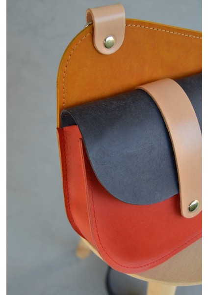Hakiki Deri Askılı Çanta - Saddle Bag - Pueblo Deri - Renkli