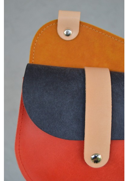 Hakiki Deri Askılı Çanta - Saddle Bag - Pueblo Deri - Renkli