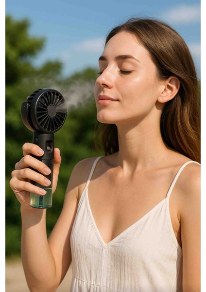 Mini Şarjlı El Fanı 3 Kademeli Su Buharlı Boyun Askılı Serinletici Vantilatör B16XG5CM