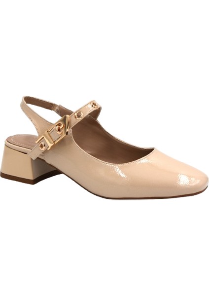 Lake Burnu Kapalı Alçak Topuklu Kadın Ayakkabı Ten