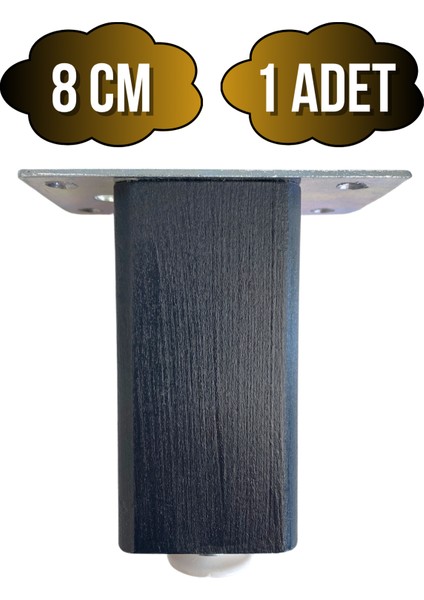 Kale Ayarlı Ahşap Ayak Mobilya Masa ve Dolap Ayağı(Antrasit)(Kayın/gürgen Ağacı)