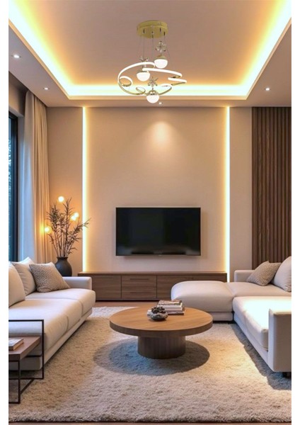 Modern Gold 3'lü Toplu Cloud Model 3 Renk Kumandalı (Beyaz&sarı&günışığı) LED Avize fiyatları