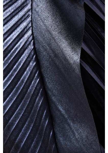 Pithill Navy Metal Pileli Maxi Elbise fırsatları