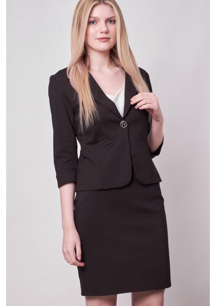 Yakalı Flato Cepli Capri Truvakar Kol Kısa Blazer Ceket-Siyah fırsatları