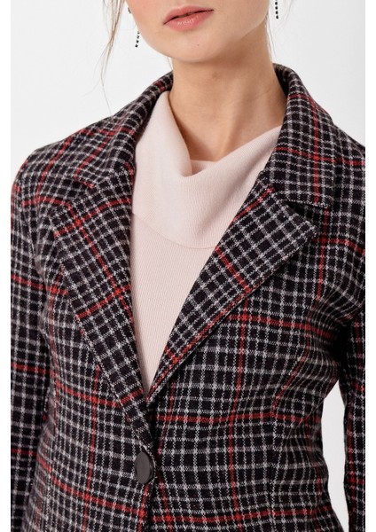 Ekose Yakalı Tek Düğme Ceket fiyatları