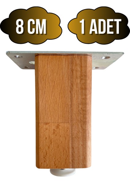 Kale Ayarlı Ahşap Ayak Mobilya Masa ve Dolap Ayağı(Kayın)(Kayın/gürgen Ağacı)