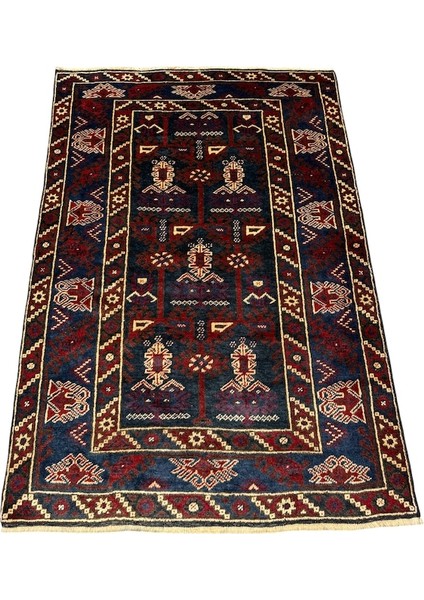 El Dokuma Sıfır Eski Döşemealtı Halısı 125X190 Lacivert Kök Boya
