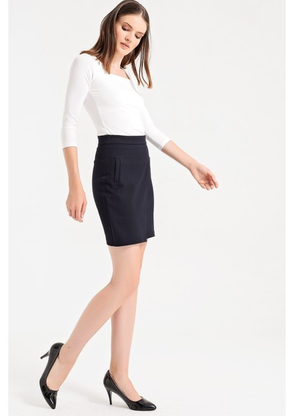 Yüksek Bel Anvelop Kruvaze Pamuklu Likralı Kumaş Kalem Ofis Etek- modelleri