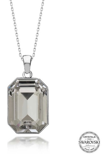 Swarovski Crystal Taşlı Baget Gümüş Kadın Kolye