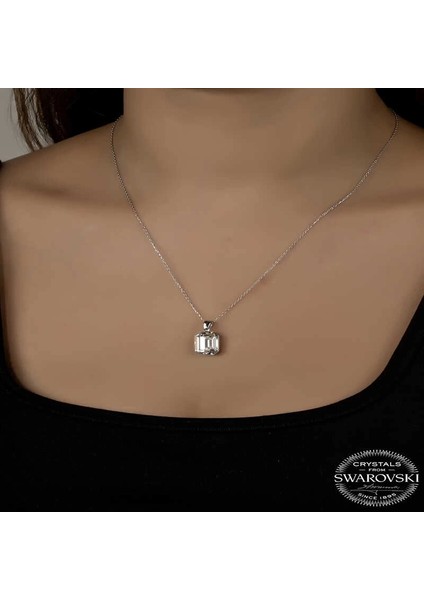 Swarovski Crystal Taşlı Baget Gümüş Kadın Kolye fiyatları