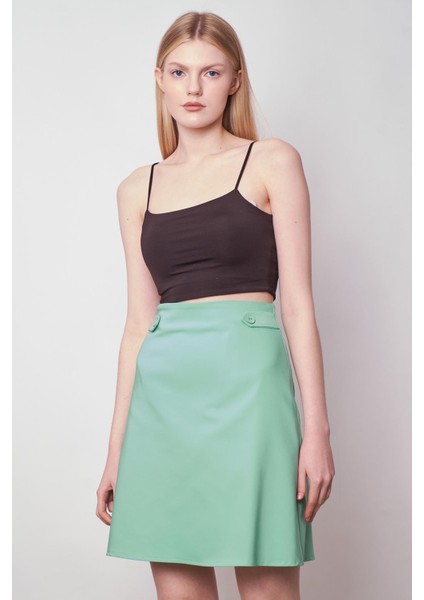 Kadın Yüksek Bel Beli Apoletli Hafif Likralı Kumaş Astarlı Çan Etek(Ceketi Jument 30075)-MINT fırsatları