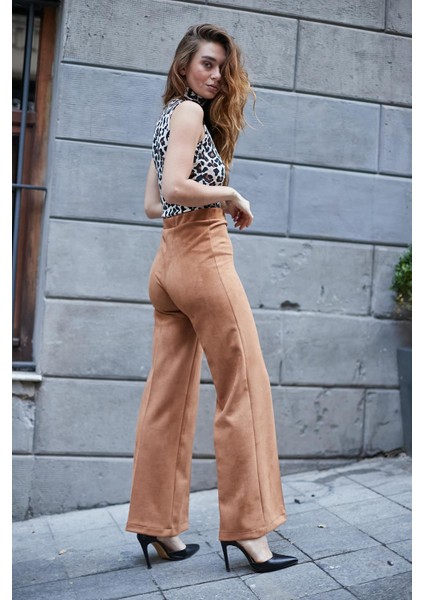 Hafif Likralı Süet Kumaş Flato Cepli Uzun Kol Kısa Blazer Ceket-Camel modelleri