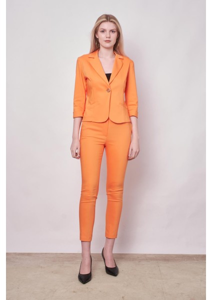 Yakalı Flato Cepli Capri Truvakar Kol Kısa Blazer Hafif Likralı Pamuklu Kumaş Ceket-Mango