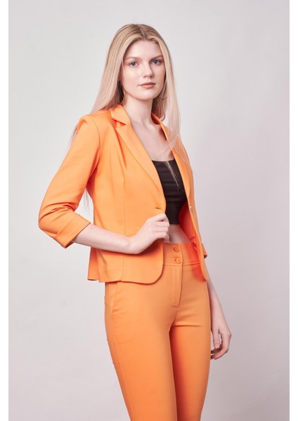 Yakalı Flato Cepli Capri Truvakar Kol Kısa Blazer Hafif Likralı Pamuklu Kumaş Ceket-Mango fırsatları