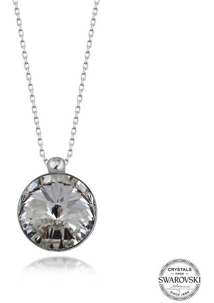 Swarovski Crystal Taşlı Çerçeveli Gümüş Kadın Kolye