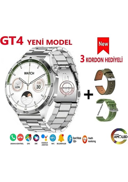 Gt4 Pro Amaoled Ekran Harika Görüntü 3 Kordonlu Akıllı Saat fiyatları