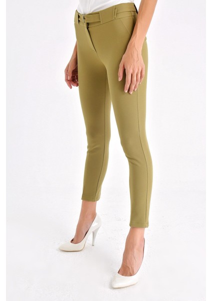 Yüksek Bel Kemerli D Tokalı Ofis Pantalon modelleri