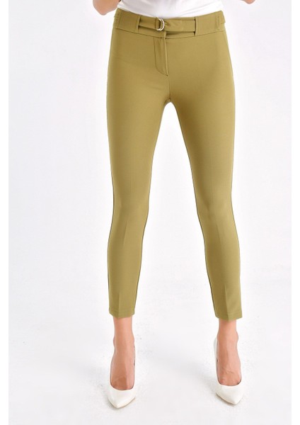 Yüksek Bel Kemerli D Tokalı Ofis Pantalon fırsatları