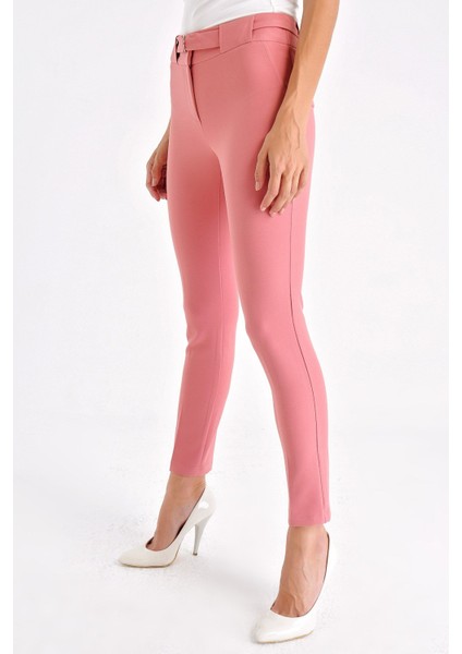 Yüksek Bel Kemerli D Tokalı Ofis Pantalon fırsatları