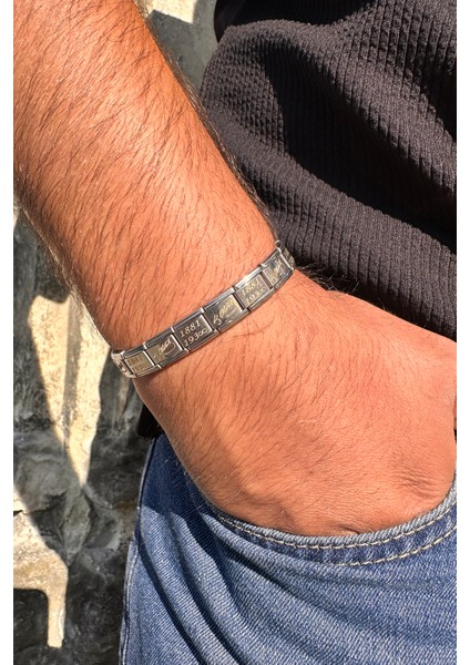 K. Atatürk Imzası 1881-193∞ Italyan Charm Unisex Çelik Bileklik SCB59 modelleri